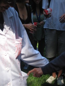 Hydrophobic and stain resistant lab coat demonstration